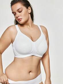 SHAPORA 1pc Plus Size Seamless Wireless Bra, Lift - White - View 6