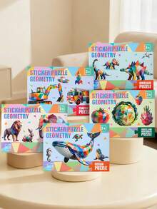 MINKOJA Set Puzzle Stiker Geometris, 5 Tema Hewan Dinosaurus Lautan Lalu Lintas Buah, Kit Kerajinan Stiker Bentuk Pencocokan Angka, Mainan Aktivitas Edukasi Motorik Halus Montessori, Hadiah Pembelajaran untuk Anak Laki-laki Perempuan Usia 3+ - MultiWarna - View 7
