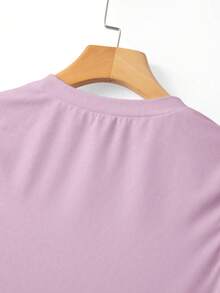 SHEIN 女士时尚透视网纱立领连体衣带帽袖 - 紫色 - 查看 3