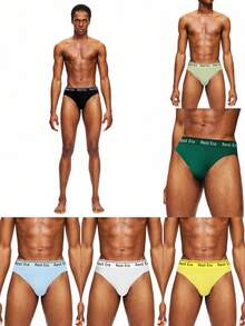 EasyFave Set de 6 calzoncillos tipo bóxer transpirables con estampado de letras para hombres - Multicolor - Ver 7