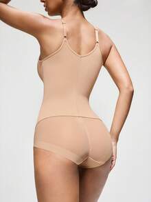 SHAPORA Camiseta de mujer de unicolor con parches de malla - Albaricoque - Ver 2