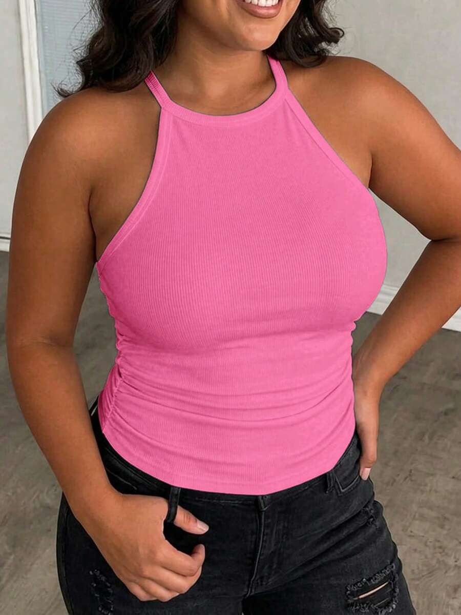 Slaydiva Top de tirantes para mujer 2026 Primavera/Verano, nuevo, casual, básico, versátil, blanco liso acanalado, cuello redondo, espalda nadadora, hombros descubiertos. Adecuado para citas, Día de San Valentín, temporada de bodas, fiestas, clubes sexys, deportes, yoga, vacaciones, playa, estilo bohemio, playas de arena, regreso a la escuela, salidas diarias, fiestas, té de la tarde, atuendos para brunch, atuendos para el aeropuerto-D - Rosa Fucsia - Ver 1