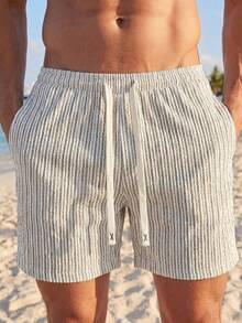 VENTUSAIL Shorts casuales versátiles de uso diario para hombres con cintura de cordón, para salidas y vacaciones - Caqui - Ver 5