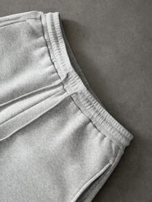 PAVTROS Men's Versatile Casual Letter Embroidery Drawstring Waist Pocket Cuffed Sweatpants - Grey - View 6