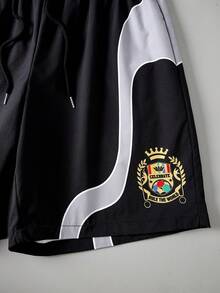 ROMWE MEN Conjunto de camisa holgada estampada para hombre, estilo retro callejero - Negro - Ver 4