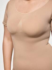 SHAPORA Mono de manga corta de unicolor talla grande - Albaricoque - Ver 6