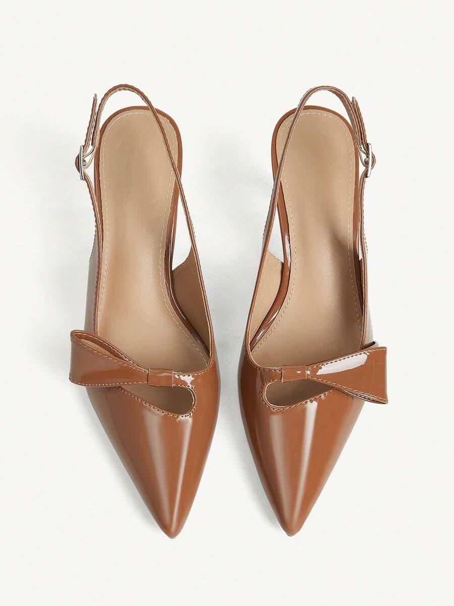 CUCCOO CHICEST Tacones altos elegantes con lazo para citas de primavera y otoño para damas - Marrón - Ver 1