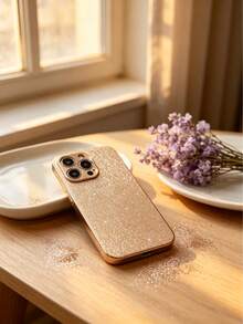 1 Frosted Electroplated Frame With Rhinestone Trim Phone Case - Gold - View 5