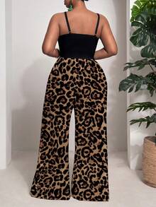 Slaydiva Casual Vintage Leopard Print Contrast Color Plus Size 2 Pieces Set, Suitable For Summer Music Festivals - Multicolor - View 2