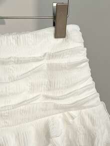 Elamini Women's Asymmetrical Ruffle Hem Fashion Versatile Mini Skirt - White - View 5