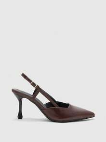 CUCCOO BIZCHIC Elegant, Simple And Generous, Fashionable And Versatile, Casual Workplace Commuter Women's Rear Empty High-Heeled Shoes - Dark brown, - View 2
