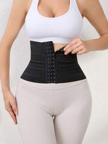 SHAPORA Moldeador de cintura con botones frontales de unicolor para mujer - Negro - Ver 5