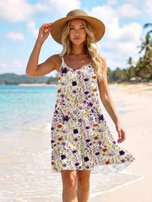 Sylviya Women's Ditsy Floral Mini Ruffle Hem Camisole Dress - Multicolor - View 6