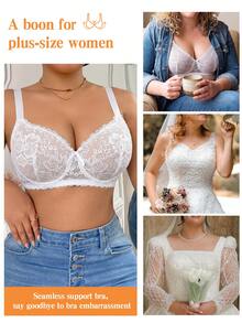 DesireSculpt Plus Size Lace Underwire Bra, 1pc - Multicolor - View 7