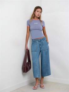 Nöista Graphic Tee With Contrast Bindings, Message Top. - Blue - View 6