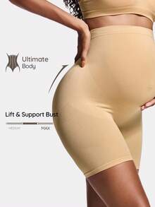 SHAPORA Calcinha modeladora feminina de cintura alta, alta elasticidade, respirável e confortável com acabamento em renda - Damasco - Ver 1