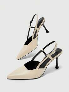 CUCCOO BIZCHIC Elegant, Simple And Generous, Fashionable And Versatile, Casual Workplace Commuter Women's Rear Empty High-Heeled Shoes - Apricot, - View 7