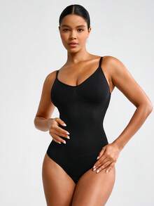 SHEIN Faja Moldeadora De Cuerpo Entero Para Mujer De Color Sólido - Negro - Ver 5