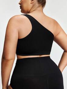 SHAPORA 1pc Women Plus Size Seamless Minimalist Comfort Wireless Bra Camisole - Black - View 3