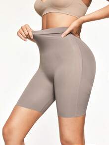 SHAPORA Pantalones moldeadores de cintura alta sólidos, elásticos y transpirables para mujer - Púrpura polvoriento - Ver 2
