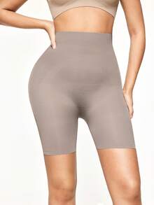 SHAPORA Pantalones moldeadores de cintura alta sólidos, elásticos y transpirables para mujer - Púrpura polvoriento - Ver 3