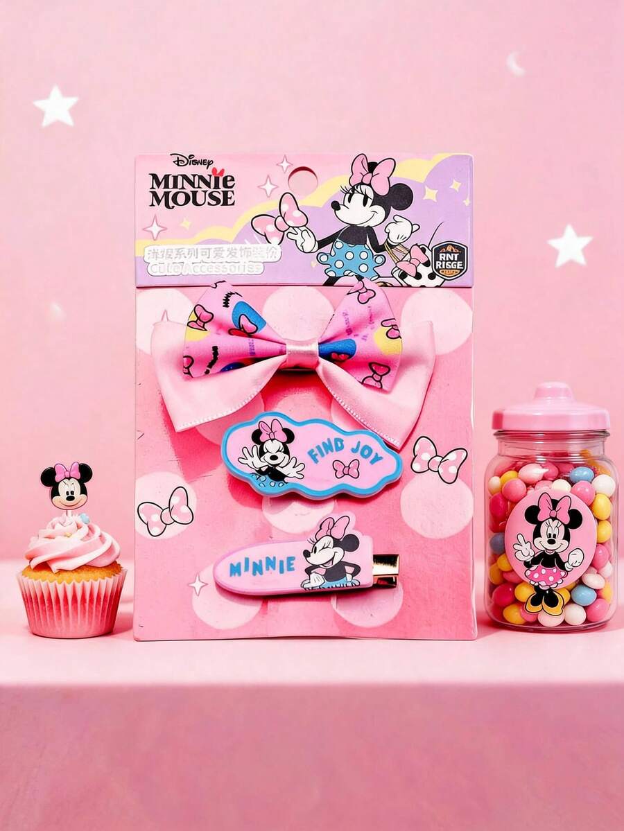 Disney 1 件冰雪奇缘公主发夹发饰手工饰品生日礼物派对小礼盒套装安娜公主配饰纪念品 - 粉色米妮髮飾3pcs - 查看 1