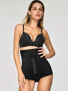 SHAPORA Women's High Waist Sheer Mesh Tummy Control Briefs - Black - View 6