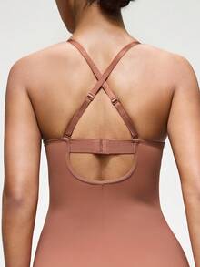 SHAPORA Women's Solid Color Camisole, Fashionable Shapewear - Rust Brown - View 9