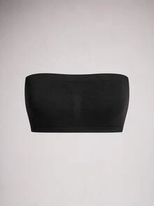 SHAPORA 3pcs/Set Women Simple Solid Color Seamless Bandeau Bra Sets For Everyday Wear CASUAL - Black - View 11