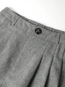 Editum Pantalones largos de pierna ancha con volantes texturizados en gris para mujer, pantalones versátiles elegantes casuales de negocios para oficina, trabajo, verano y Día del Maestro - Gris - Ver 6