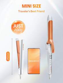 SHEGLAM HAIR 旅行夥伴迷你直髮器，迷你直髮器，直髮器和捲髮器二合一，護髮而不損傷頭髮，打造順滑造型，30 秒快速加熱和 2 個溫度級別，360° 旋轉電源線，寬電壓設計滿足全球旅行需求 生日 禮物 粉紅色的 化妝品 海灘 學校 節慶 護髮 Y2K 旅行必備 巡航 假期 夏天 通用電壓 美髮配件 女士配件 梳子 - 美規A型插(110-127V) - 查看 8