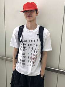 DAZY Men's Letter & Number Print Contrast Color Round Neck Short Sleeve T-Shirt Graphic Tee - White - View 5