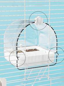 1Pc Bird Hanging Bath Box Outdoor Parrot Shower House Anti Splash Feeding Box Portable Bird Cage Accessories For Budgie Lovebird Cockatiel Small Pet Bird Daily Use - Bath - View 10