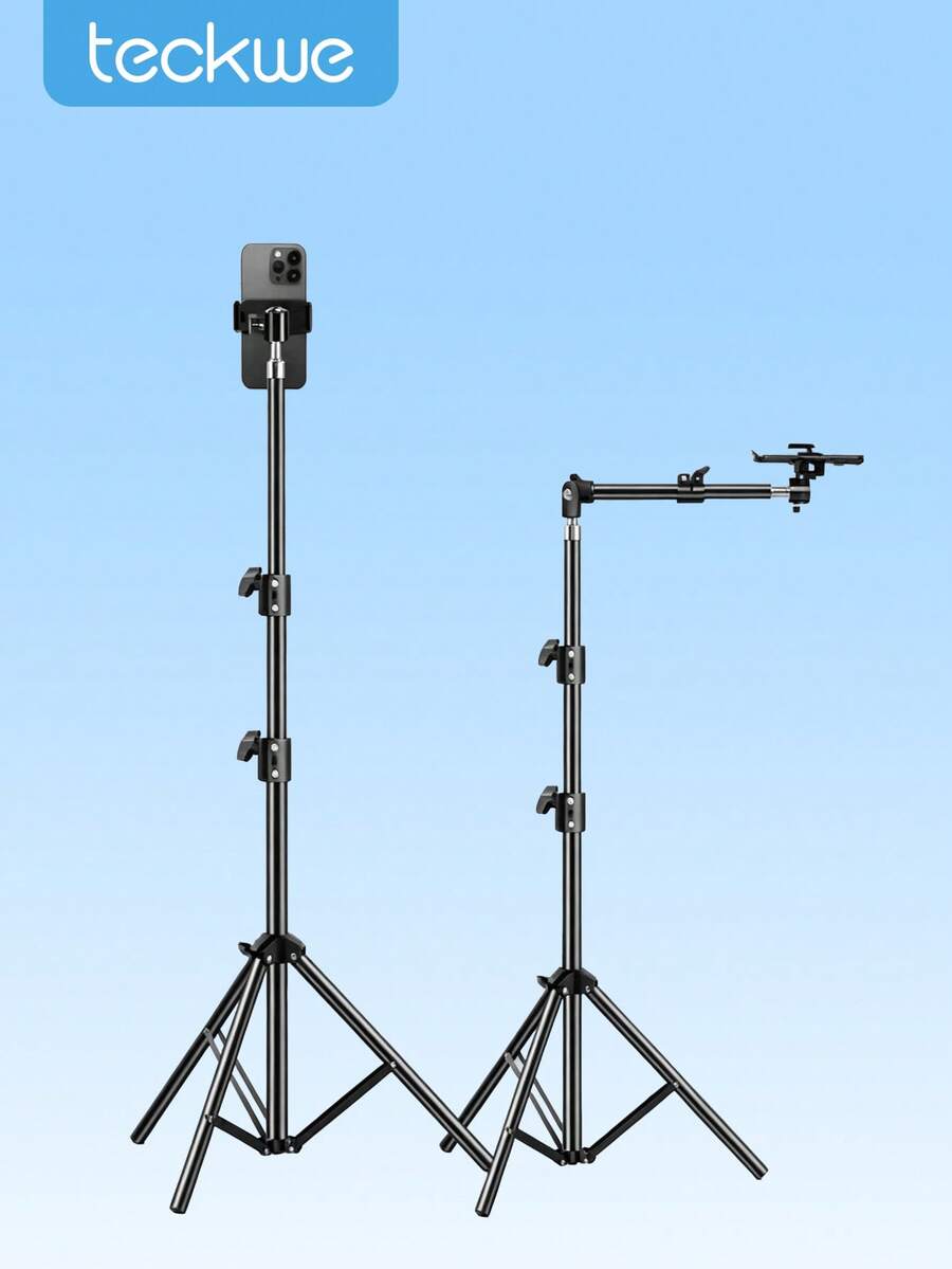 Teckwe 1pc Adjustable Desktop Photography Tripod Lightweight Foldable Portable Stable Non Slip Base Universal Solid Color Multifunctional Desktop Stand Height Adjustable Angle Rotation Compatible With Smartphone Camera Live Streaming Vlog Shooting Video Recording Content Creation Selfie Photography Outdoor Indoor Daily Use Multimedia Shooting Accessory - View 1