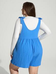 Enliva Abidrinkell Plus Size Casual Blue Sleeveless Tied Jumpsuit, Summer, For Apple Rounded Body Shape - Blue - View 2