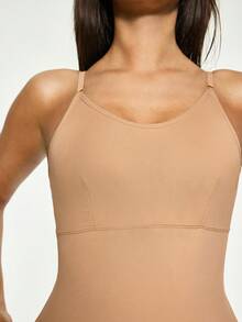 SHAPORA 1pc Solid Color Women's Lingerie Jumpsuit - Coffee Brown - View 7