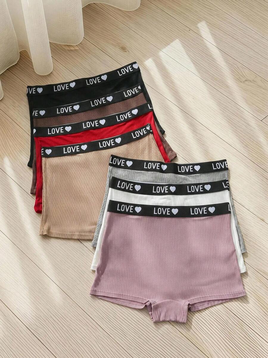7 Cái/bộ Quần Short Boxer Cạp Cao In Chữ Nữ Thể Thao - Nhiều màu - Xem 1