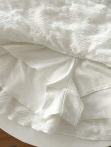 Elamini Women's Asymmetrical Ruffle Hem Fashion Versatile Mini Skirt - White - View 3