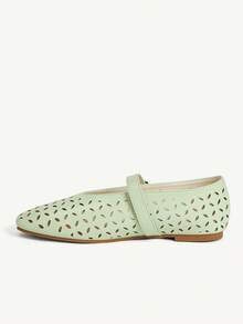 CUCCOO CHICEST Women's Shoes New Fashionable And Elegant Light Green Laser Flat Mary Jane Shoes, Holiday Dating Commuting Wear - Light green - View 6