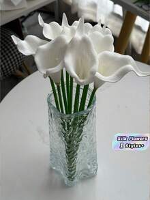 20pcs White Artificial Calla Lilies, Real Touch Silk Flowers For Wedding Bouquets, Home, Office & Kitchen Decor - White - View 1