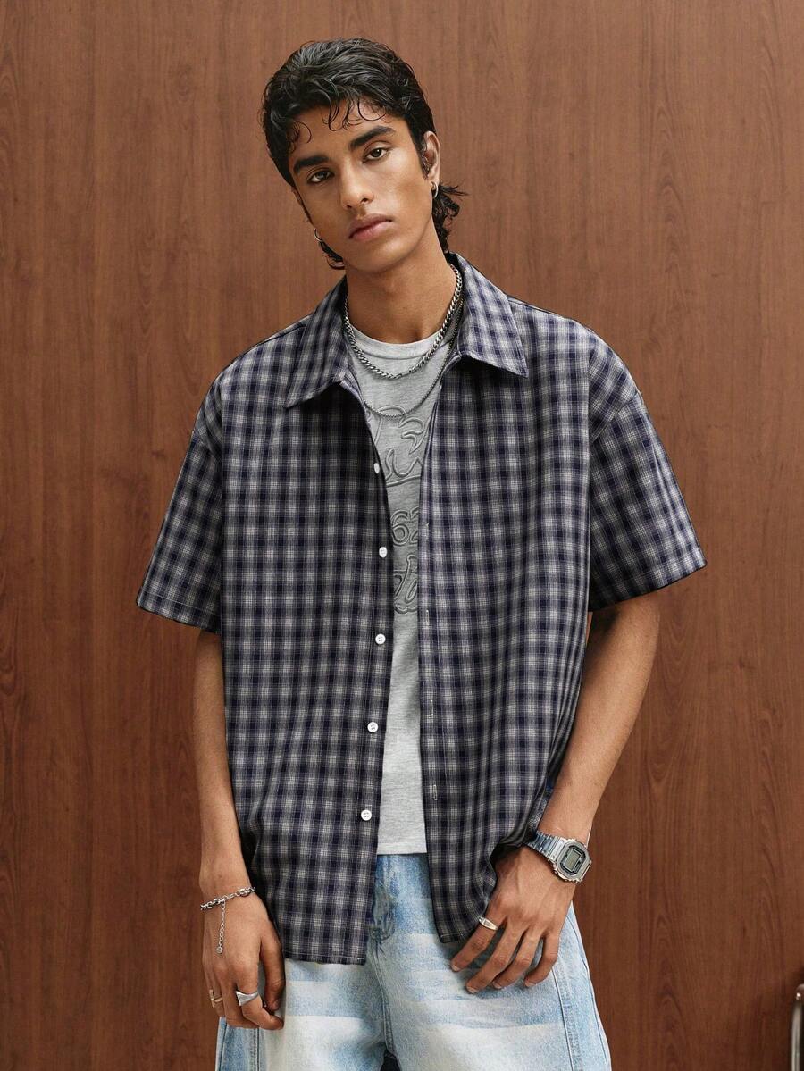 TOKVUE Men's Plaid Single-Breasted Casual Versatile Everyday Outing Shirt - Multicolor - View 1
