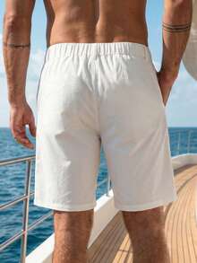 VENTUSAIL Men's Solid Color Straight Casual Shorts,White,Summer,Vacation,Holiday Versatile Bottoms For Beach,Travel,Daily Wear,Weekend Outings,Great Gift - White - View 2