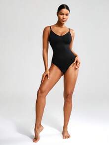 SHEIN Faja Moldeadora De Cuerpo Entero Para Mujer De Color Sólido - Negro - Ver 3