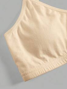 SHEIN 兒童 3 件組 青少年女孩簡約基本款 V 領加墊透氣內衣套裝 白色 黑色 杏色 全季款 - 彩色 - 查看 5