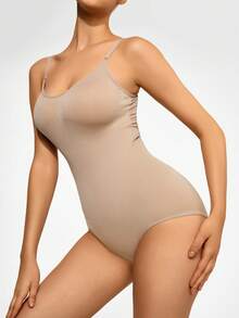 SHAPORA Chất rắn Bodysuit định hình - Màu be - Xem 6