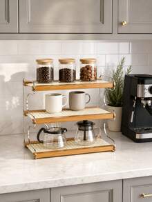 Haus Hana 1PC Multi-Functional Stackable Desktop Organizer - Durable Acrylic Construction, Space-Saving 2/3-Tier Storage Shelf, Easy Assembly Clutter Solution, Versatile Cup Rack Spice Holder, Perfect For Dorms Apartments Bathrooms - multicolor - View 7