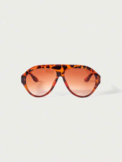 Glisma 1 Pair Unisex Leopard Print Brown Aviator Frame Fashion Sunglasses, Boho Chic Style Design With Modern And Retro Charm,  Street Photography