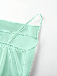 EMERY ROSE Women's Solid Color Plunging Neck Rhinestone Decor Elegant Camisole - Mint Green - View 4