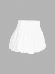 CovetEZ Women's Solid Color Ruffle Fluffy Short Skirt, Versatile Autumn Fashion Date Night Night Daily White Y2k Cute - White - View 11