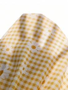 SHEIN 少女格紋雛菊圖案蝴蝶結裝飾無袖可愛洋裝 - 彩色 - 查看 11
